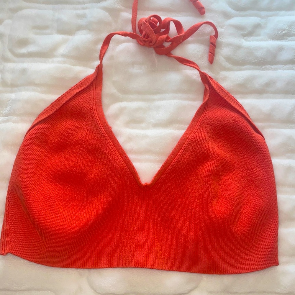 Free People Beach Crop Top, Vibrant Orange/Red